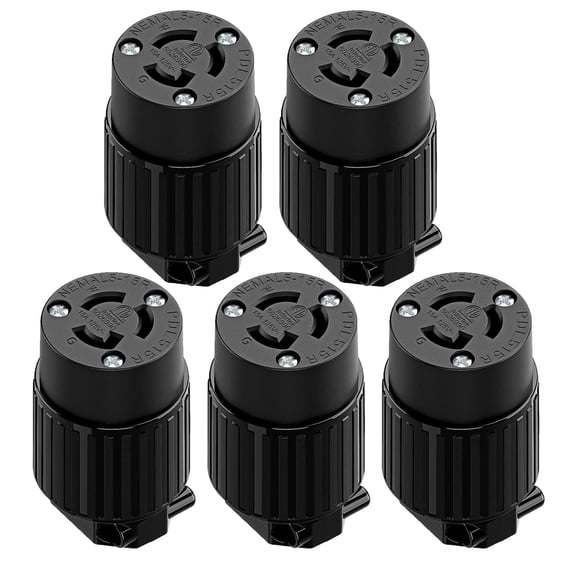 Strhowill 5 pcs NEMA L5-15R Straight Female Plug, 15A 125V Field Wireable Receptacle,DIY Replacement Socket for  Generators and Portable Power Equipment,black