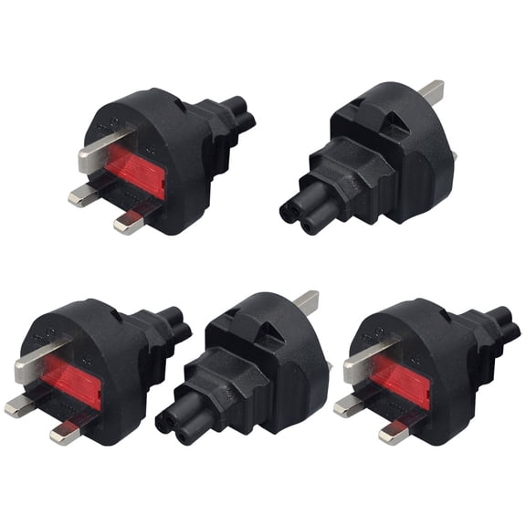 Strhowill 5PCS UK 3-Pin Plug to IEC C5 Adapter Converter | British Plug to Cloverleaf Power Connector for Server Racks, Computer Monitors and Laptop