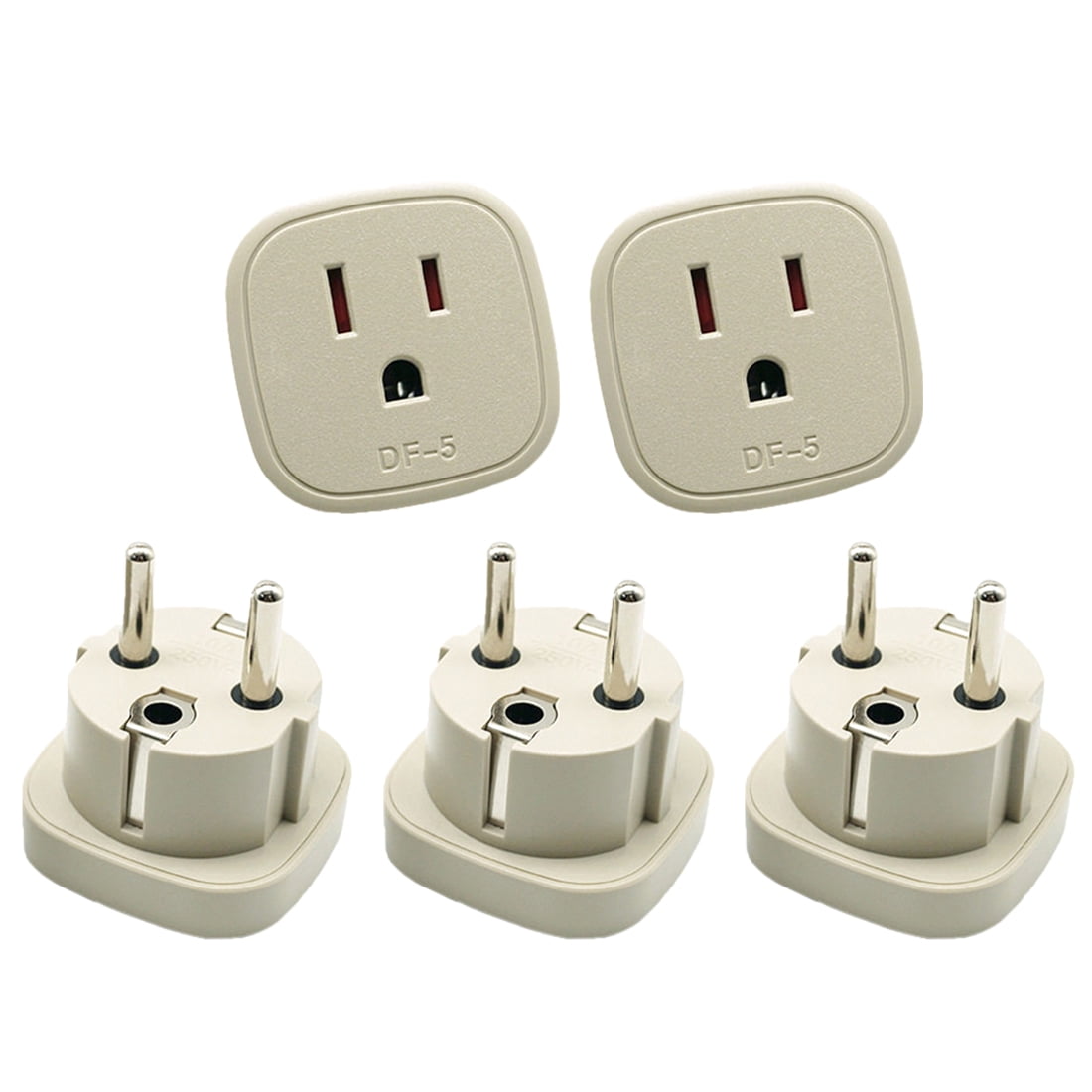 Strhowill 5pcs DF-5 Gray Travel Adapter Plug, Schuko German French EU ...