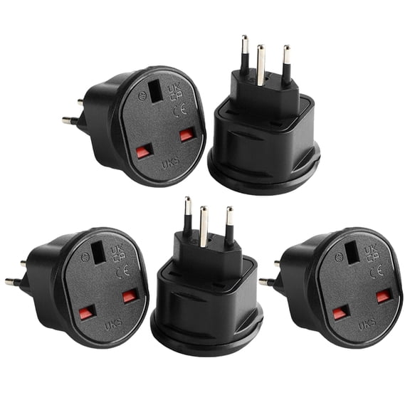 Strhowill 5pcs UKS11A1 black Switzerland Travel Plug Adapter, UK TypeG Female Socket to Swiss TypeJ 3Pin Male Power Adaptor for European Overseas Travel