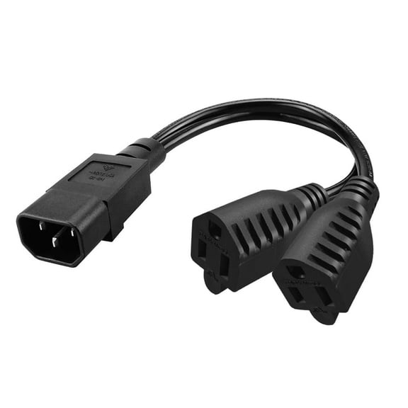 Strhowill C14 to 2* 5-15R Power Cord C14 to Dual 5-15R Y Type Splitter Adapter Cable Cord 0.32M/1FT