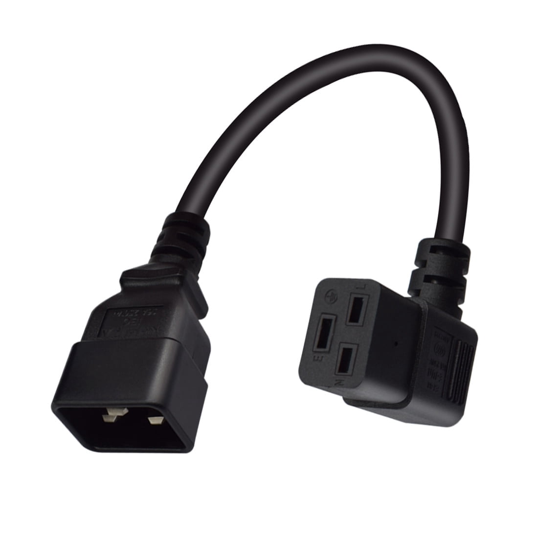 Elbow Rack Power Strhowill C19 to C20 Power Cord 0.1 Meter Left Angle 16A 250V, 90 ...