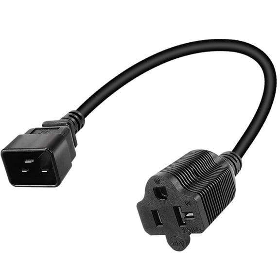 Strhowill IEC C20 to 5-15+20R Power Cord IEC320 C20 Male to NEMA5-15R & 5-20R Female Comb Power Converter Adapter, 16Amp UPS Plug to Nema 5-20R 20Amp Power Cord 1FT/0.32M