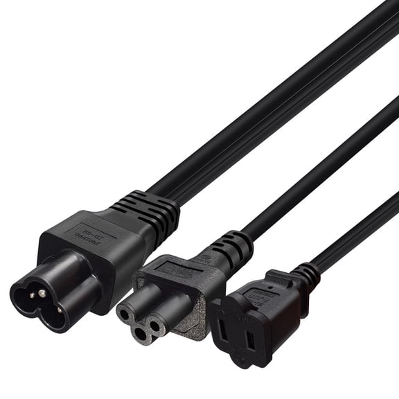 Strhowill IEC320 C6 TO C5+1-15R Y Splitter Power Cable,C6 3-pin plug is converted to a household 2-hole socket 1-15R+C5 3-hole 1 in 2 out power cord.1FT/0.3M