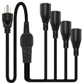 thumbnail image 1 of Strhowill NEMA 5-15P to NEMA 4 x 5-15R 1 to 4 Outlet Power Cord Splitter Extension Cable, 3 Prong Heavy Duty Indoor Outdoor Cable Strip Outlet Saver, 1 of 6