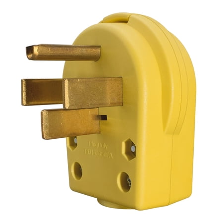 Strhowill Nema 14-50P Plug 50 Amp 125/250 Volt Angle Plug, 3 Pole 3 Wire Grounding Straight Blade Plug for Dryer and Ranges, Work with Cable OD Max