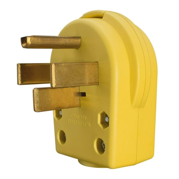 Strhowill Nema 14-50P Plug 50 Amp 125/250 Volt Angle Plug, 3 Pole 3 Wire Grounding Straight Blade Plug for Dryer and Ranges, Work with Cable OD Max