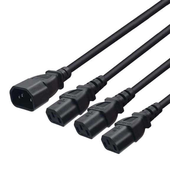 Strhowill PDU IEC 320 C14 Male to 3 x C13 Female Y Splitter Power Adapter Cable 10A 250V UPS PSU Extension Cable3 in 1ower Supply for 3 Devices at a time