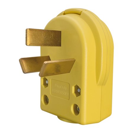 Strhowill Right Angle Nema 10-50P 50A 125V-250V AC Plug,3 Pole 3 Wire Grounding Straight Blade Plug for Dyer and Ranges.Yellow