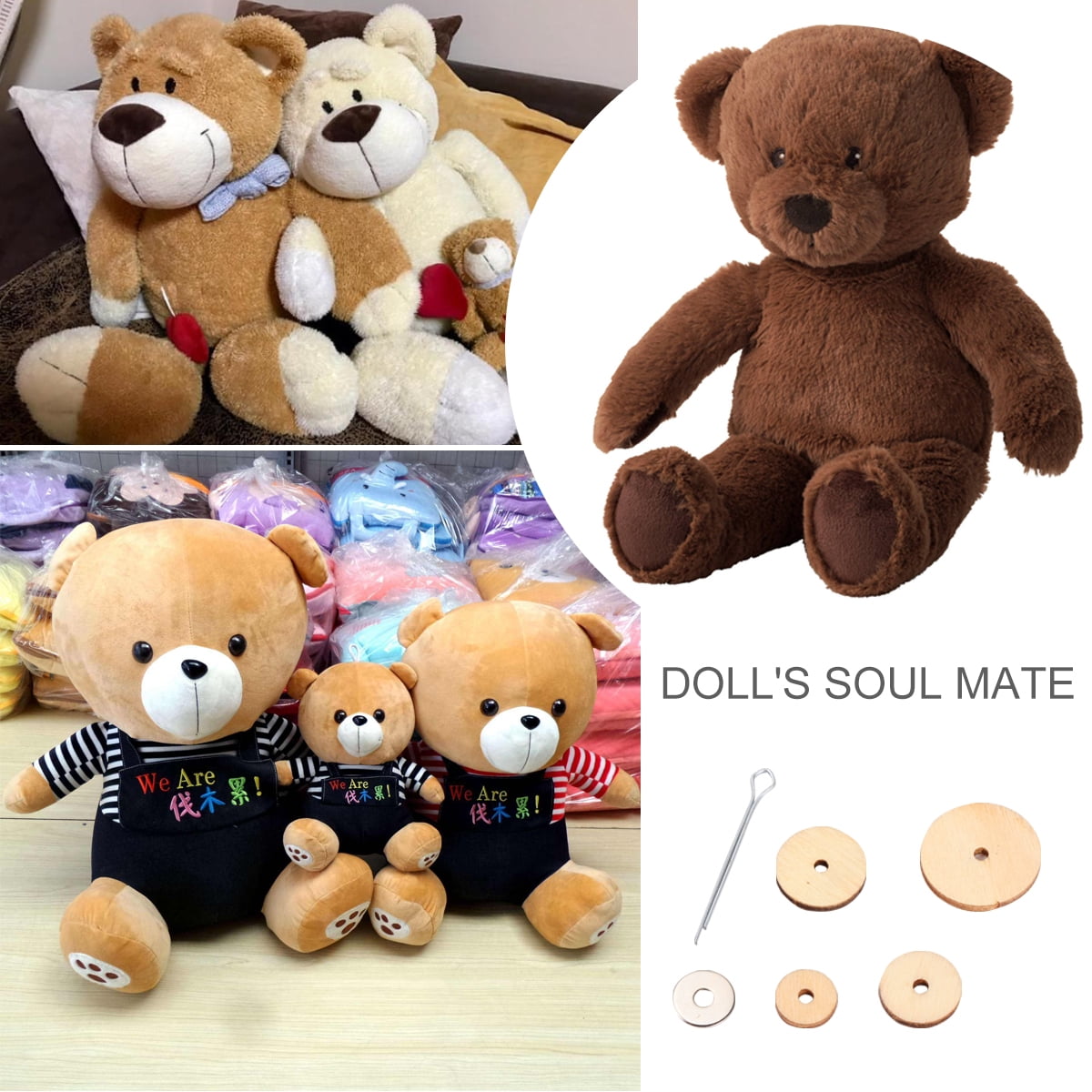 Stri 1 Box of Total 90 Sets Wood Joints Connectors Handmade DIY Bear