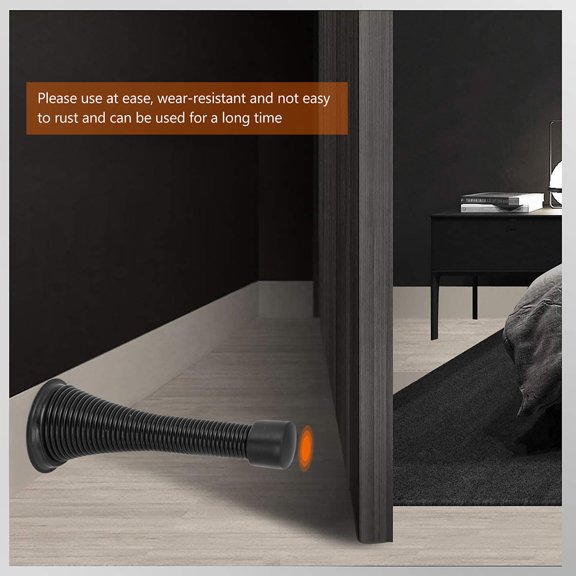 Stri 1 Set 5Pcs Spring Door Stops Steel Doorstops Wall Mount Doorstops (Black)