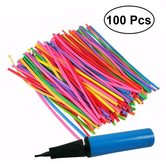 Stri 100PCS Latex Twisting Balloons Balloons Assorted Color Long Balloons For Animal Shape Party Birthdays Clowns Weddings Decorations (Random Color) With Pump
