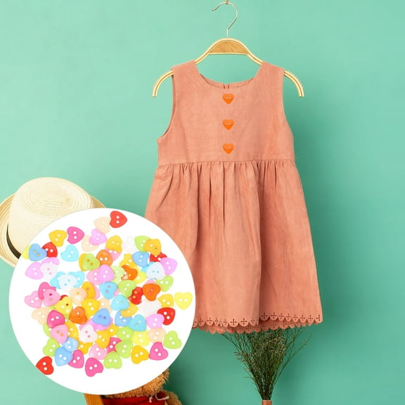 OUNONA 100pcs Mixed Colors Heart Shaped Plastic Snap Buttons Fastener DIY Materials Craft Supplies