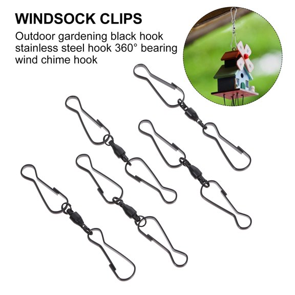 Stri 10Pcs Windsock Clips Dual Swivel Hooks 360 Rotatable Hanger Suspension Hooks