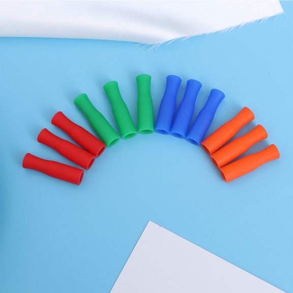 Stri 12PCS Silicone Straw Tips Multicolored Food Grade Straws Tips Covers (Random Color)