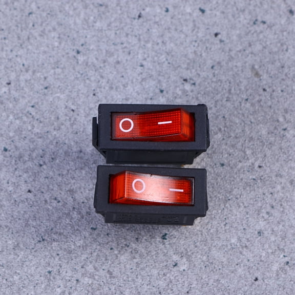 Stri 2 PCS 220V 6A 3 Car Rocker Switches Red Light Push Buttons (Black)