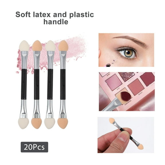 Stri 20pcs Double-Sided Eye Shadow Brush Eyeshadow Applicators Cosmetic Tools