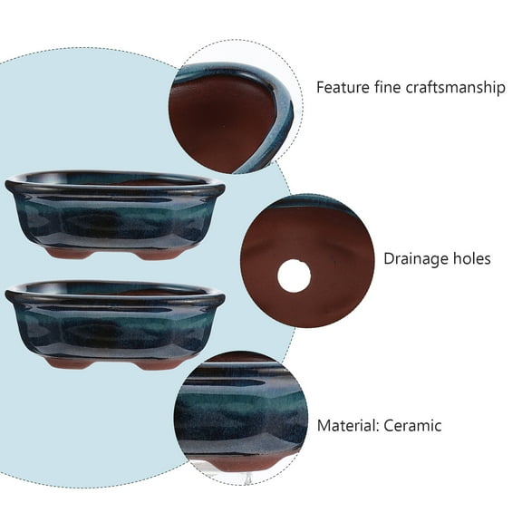 Stri 2pcs Ceramic Glazed Planter Flower Pot Chinese Style Vase Fleshy Flower Pot