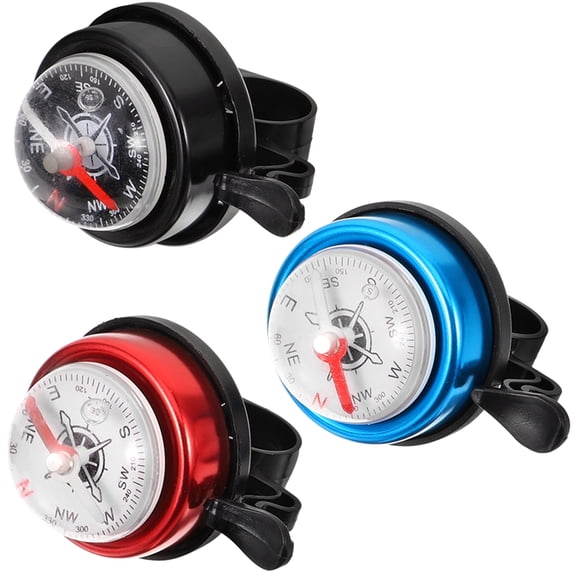 3-Piece 2-in-1 Aluminum Alloy Mountain Bike Compass with Warning Bells, Riding Gear & Navigation Accessories in Black, , Red