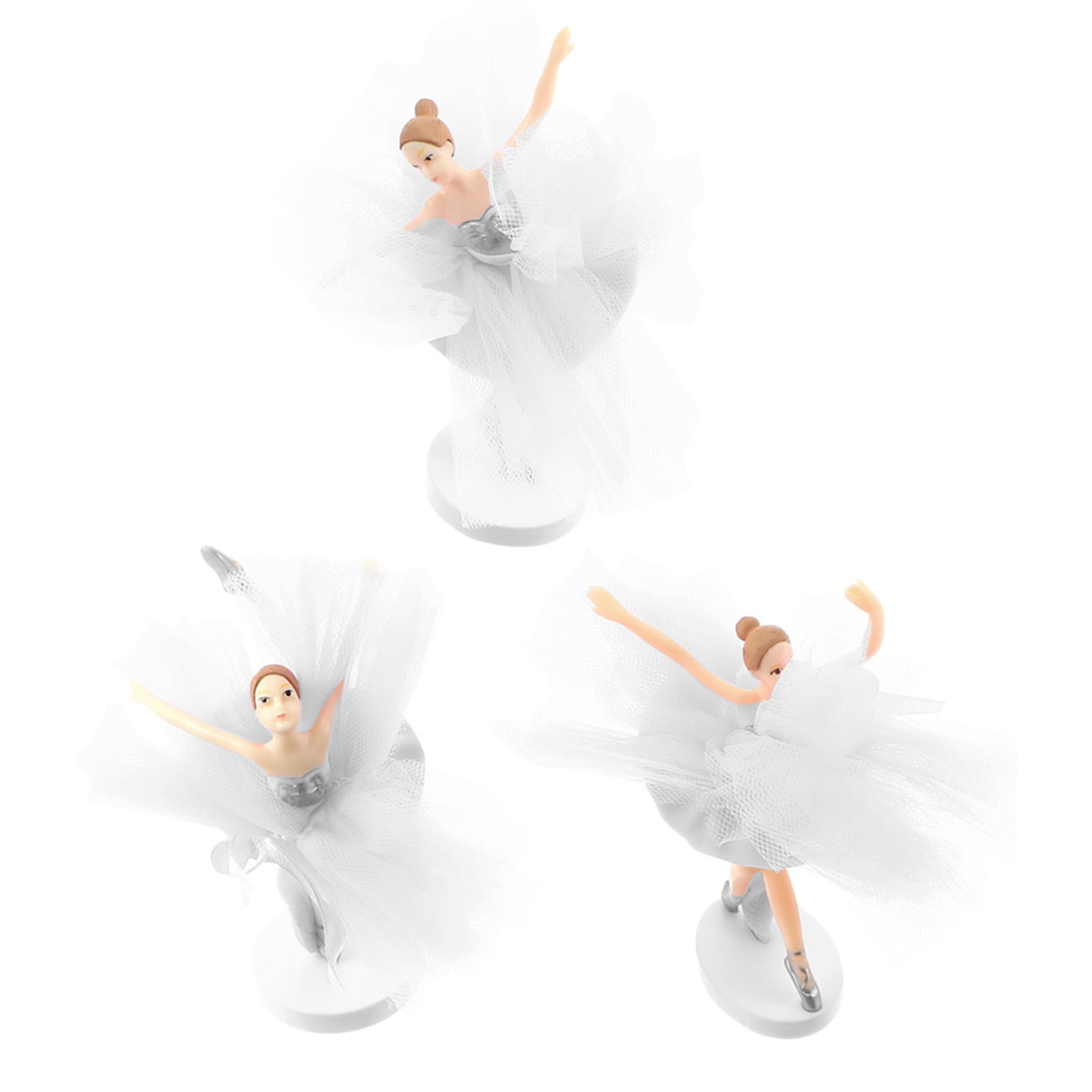 Stri 3 Sets Ballerina Cupcake Toppers Birthday Cake Decor Tulle Girl