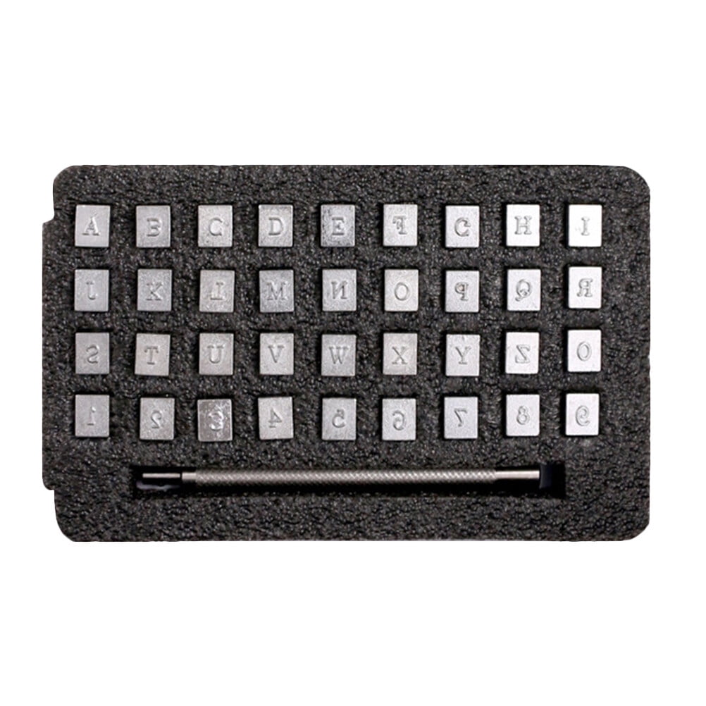 Stri 36Pcs 4mm Letters Number Steel Seal Alphanumeric Number Leather