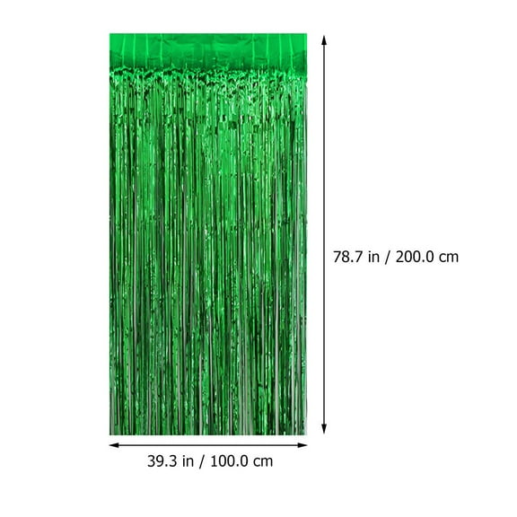 Stri 3Pcs Festival Party Backdrops Green Tinsel Foil Fringe Curtain Background