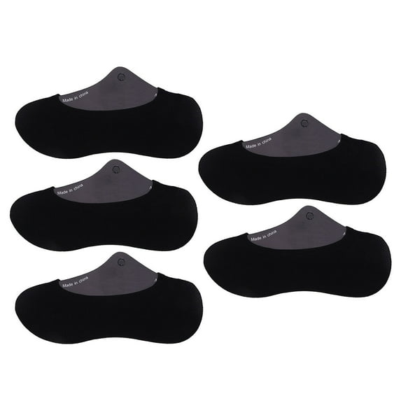 Stri 5 Pairs Men Cotton Low Cut No Show Socks Breathable Anti-slip Invisible Socks (Black)