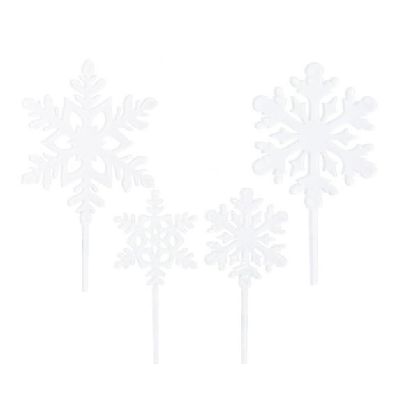 Stri 8pcs Snowflake Cake Toppers for Birthday Party Christmas Fruit Food Decoration (White)
