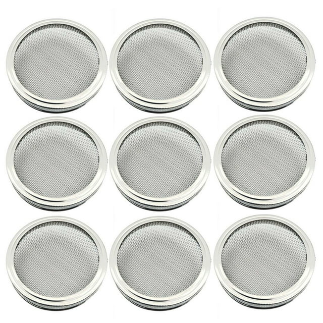 Stri 9pcs 86mm Stainless Steel Sprouting Lids for Wide Mouth Mason Jars