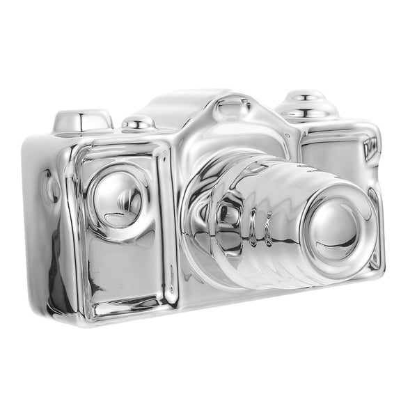 OUNONA Ceramic Camera Shaped Desktop Decoration 1 Set Home Ornament Silver