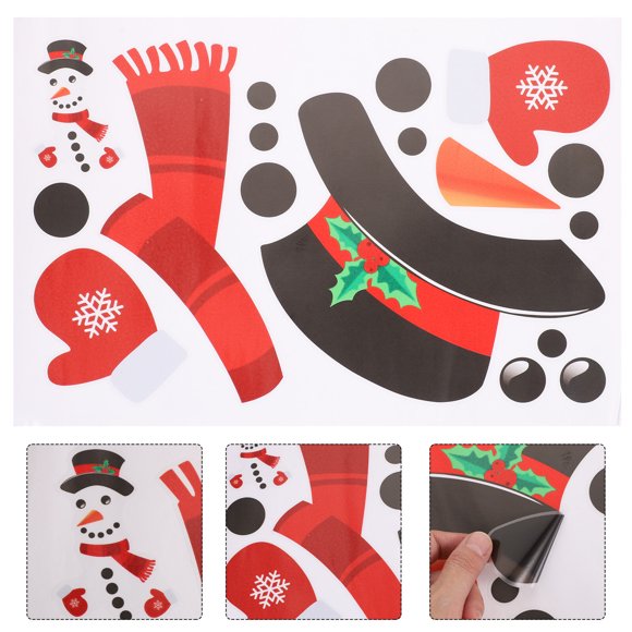 Stri Christmas Free Combination Snowman Wall Sticker DIY Cabinet Garage Sticker Cartoon Door Sticker Home Refrigerator Wall Sticker