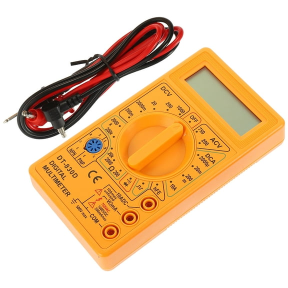 Digital Multimeter with Buzzer and Double Fuse for Measuring 3 1/2 LCD Display Yellow ABS