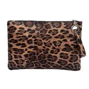OUNONA Leopard Print Zipper Clutch Bag for Women, Pattern Envelope Purse, Fashionable Unique Wallet, Evening Wristlet Handbag