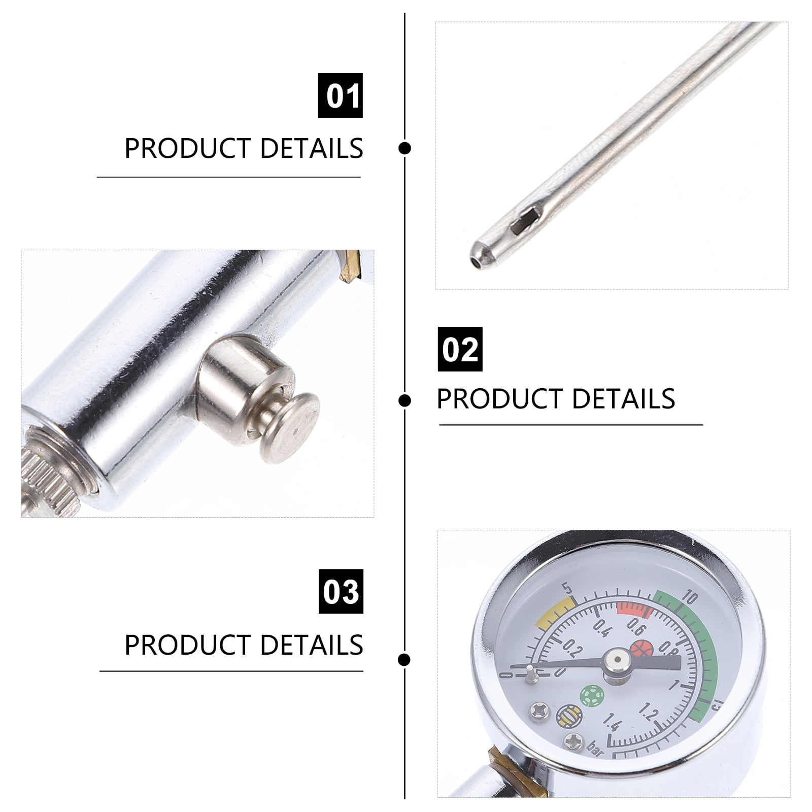 Stri Mini Ball Pressure Gauge Heavy Duty Metal Air Pressure Gauge for