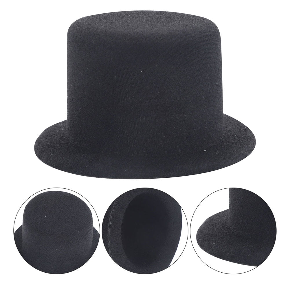 LOGOFUN Mini Top Hat Set - 9CM Black Small Doll Hats For DIY Crafts, Doll Costumes & Party Decor | Tiny Formal Hats For Snowmen, Dolls & Figurines