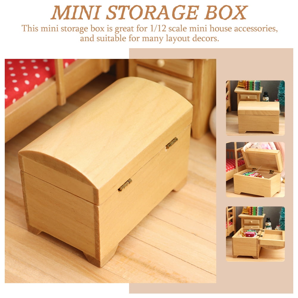 Stri Mini House Treasure Box Model Miniature Wooden Box Doll House