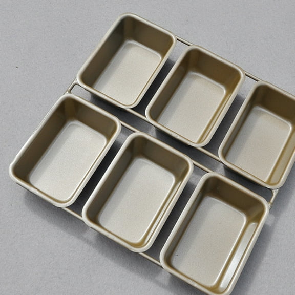 Rectangular Non Stick Baking Mold 6 Grids Baking Plate Tray Toast Mould Household Baking Gadget Cake Mold Golden