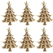 SASABAXI Napkin Buckles Golden Christmas Tree Shape Dinner Party Tableware 6Pcs 2.7x1.9x1.7In