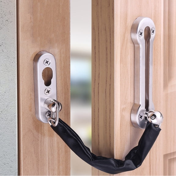 Stri Sliding Door Lock Stainless Steel Door Lock Chain Bolt Safety Chain Hotel Office Security Chain Gate Cabinet Latches Decorative (Silver)