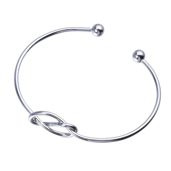Silver Adjustable Jewelry Bangle for Women Simple Open Cuff Bracelet 7 inches