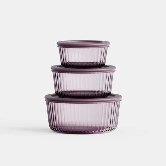 Genicook Stria Plum Round Set (3 Containers)