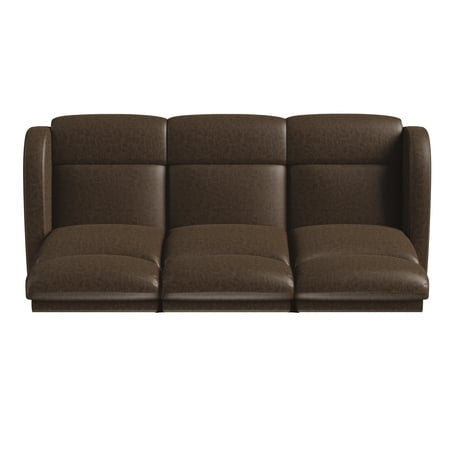 Strick & Bolton 3 Seat Distressed Faux Leather Reclining Loveseat Distressed Brown