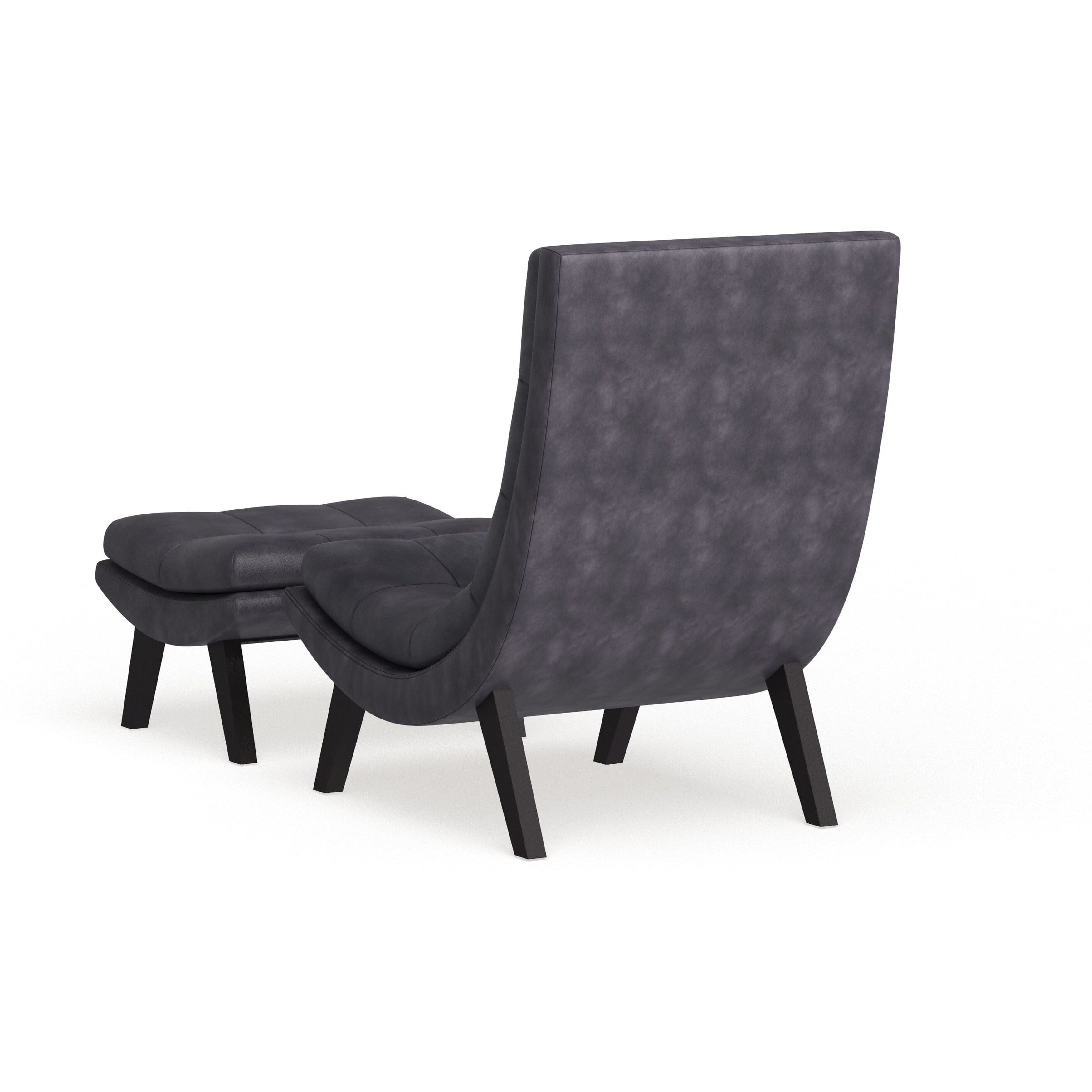 Strick Bolton Ornette Faux Leather Lounge Chair and Ottoman Set Grey