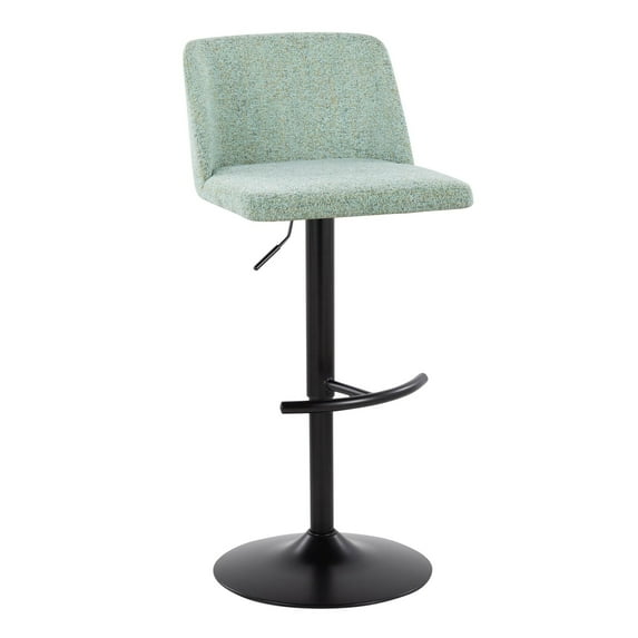 Strick & Bolton Oscar Adjustable Bar Stool with Rounded T Footrest (Set of 2) Light Green Fabric/Black Black Finish Polyester Polyester Transitional,