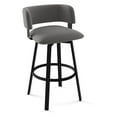 thumbnail image 1 of Strick & Bolton Round Swivel Low Back Bar Stool, Gray, 1 of 5