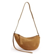 Strict Selection Autumn Crescent Saddle Bag Soft Green Red Matte Suede Cow Leather Women Crossbody Bag High-end Daily-use Purse