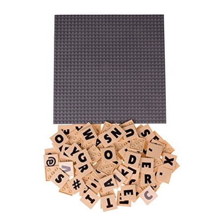 Strictly Briks Alphabriks With 10 X 10 Stackable Gray Base Plate 100 Compatible With All Major Brands Baseplate And Tiles For Education And Fun 100 4X4 Alphabet Letter Tiles