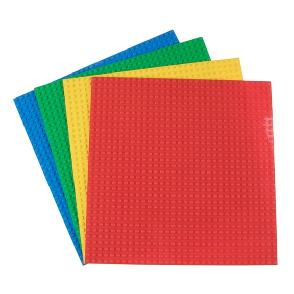 Strictly Briks Brick Construction Stackable Baseplates - 4 Baseplates Included (10" x 10", 32 x 32 pegs) Blue, Green, Red, Yellow