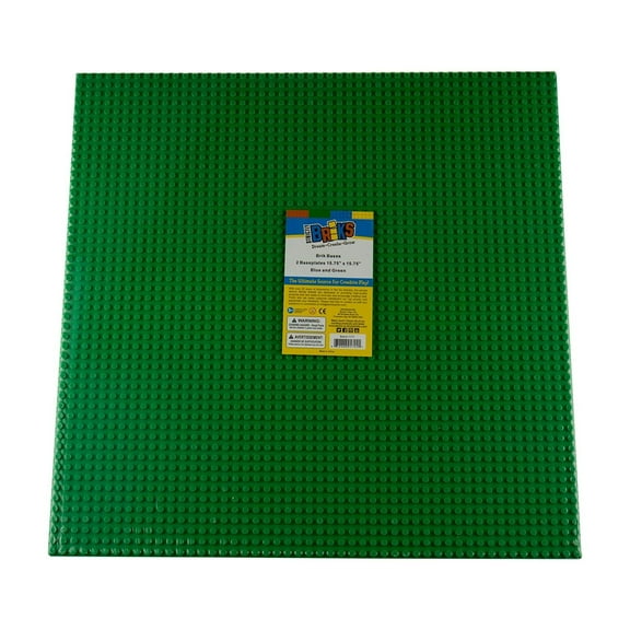 Strictly Briks Classic Baseplates, 100% Compatible with All Major Brands, For Building Bricks, Bases for Tables, Mats, and More, Green, 2 Pack, 16x16 Inches