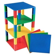 Strictly Briks Classic Baseplates 6" x 6" Brik Tower | Building Bricks for Towers and More | 4 Basic Colors Stackable Base Plates & 30 Stackers, Multi-color
